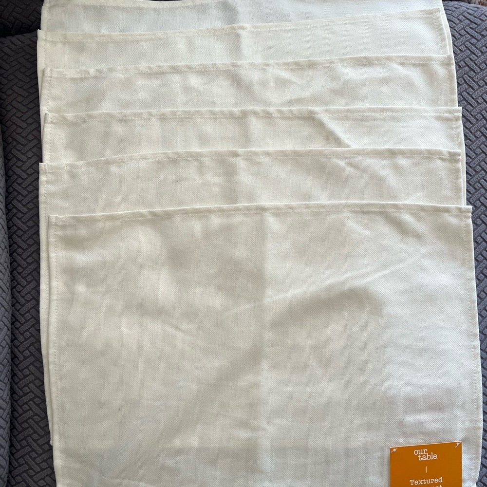 Our Table Cream Placemats, quantity 6. NWT.